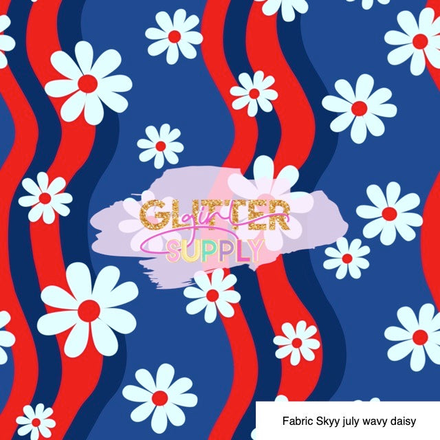 Fabric Skyy july wavy daisy