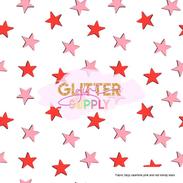 Fabric Skyy valentine pink and red trendy stars