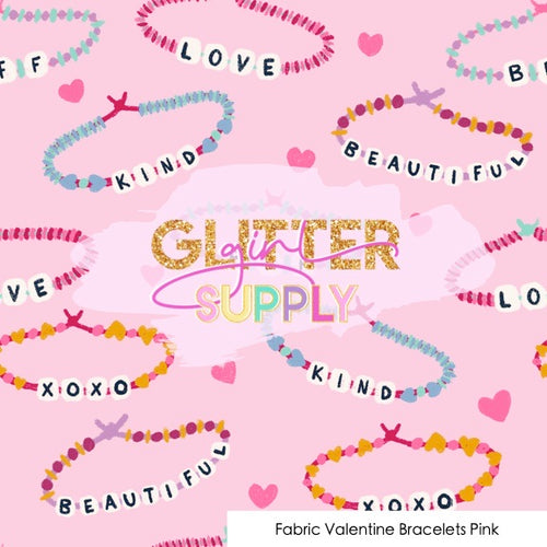 Fabric Valentine Bracelets Pink