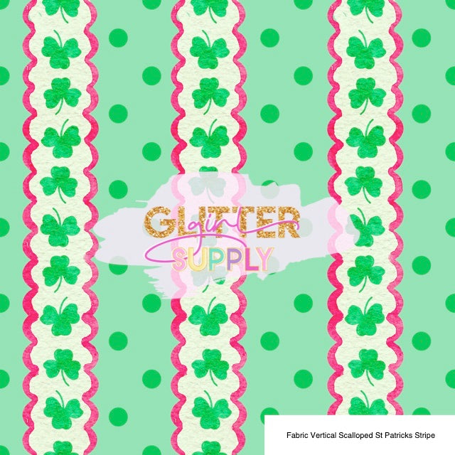 Fabric Vertical Scalloped St Patricks Stripe