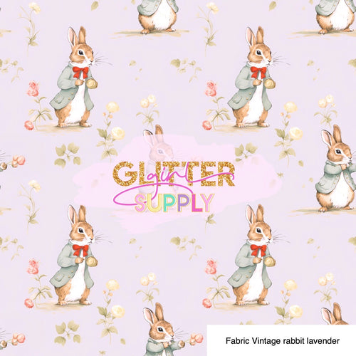 Fabric Vintage rabbit lavender