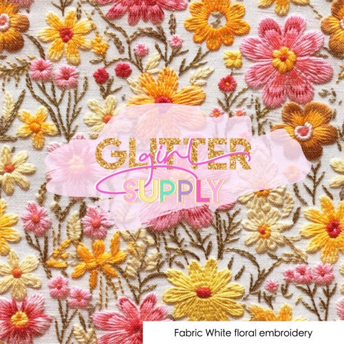 Fabric White floral embroidery