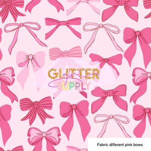 Fabric different pink bows