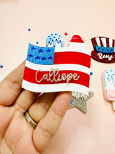 Load image into Gallery viewer, USA, Patriotic, 4th of July acrylics hair clips/tags