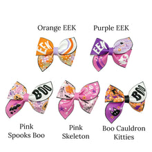 Load image into Gallery viewer, Halloween Pink EEKs PINWHEEL Faux Leather DIY Hair Bows - PIPS