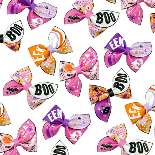 Halloween Pink EEKs PINWHEEL Faux Leather DIY Hair Bows - PIPS