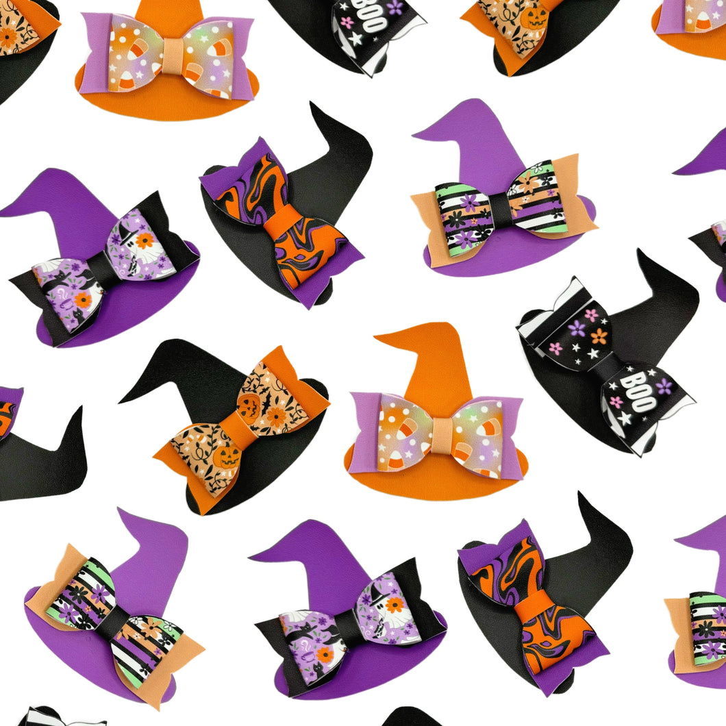 Little BOO Witch Hat Faux Leather DIY Hair Bows & Craft Cutouts - PIPS