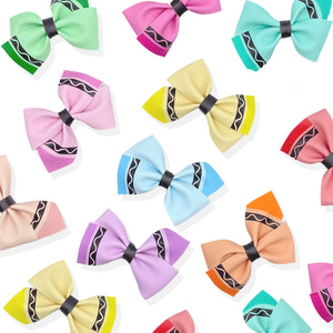 Hand Cut Crayon Pinwheel Bows PIPS (Faux Leather)