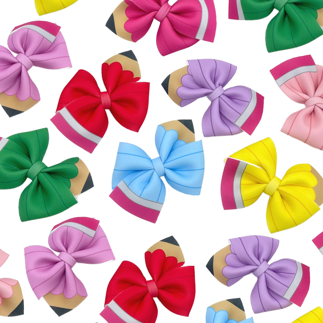 Colored Pencils Pinwheel SCUBA DIY Hair Bows PIPS Yardfile