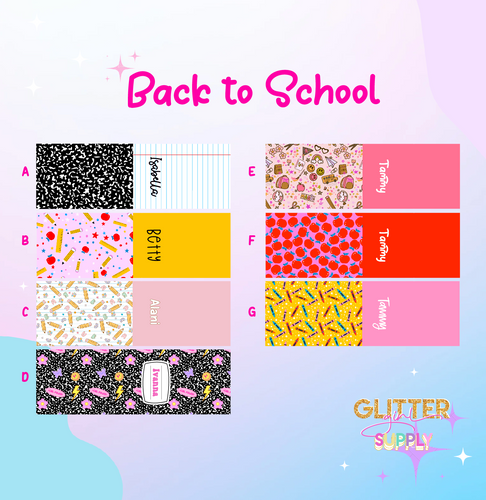 Back to School Personalized fabric bow STRIPS