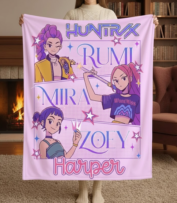 Kpop Hunters blanket Pink
