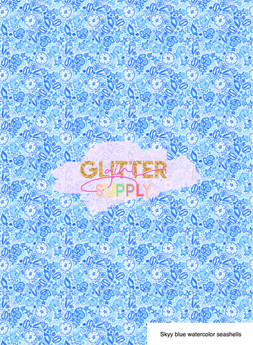 Skyy blue watercolor seashells