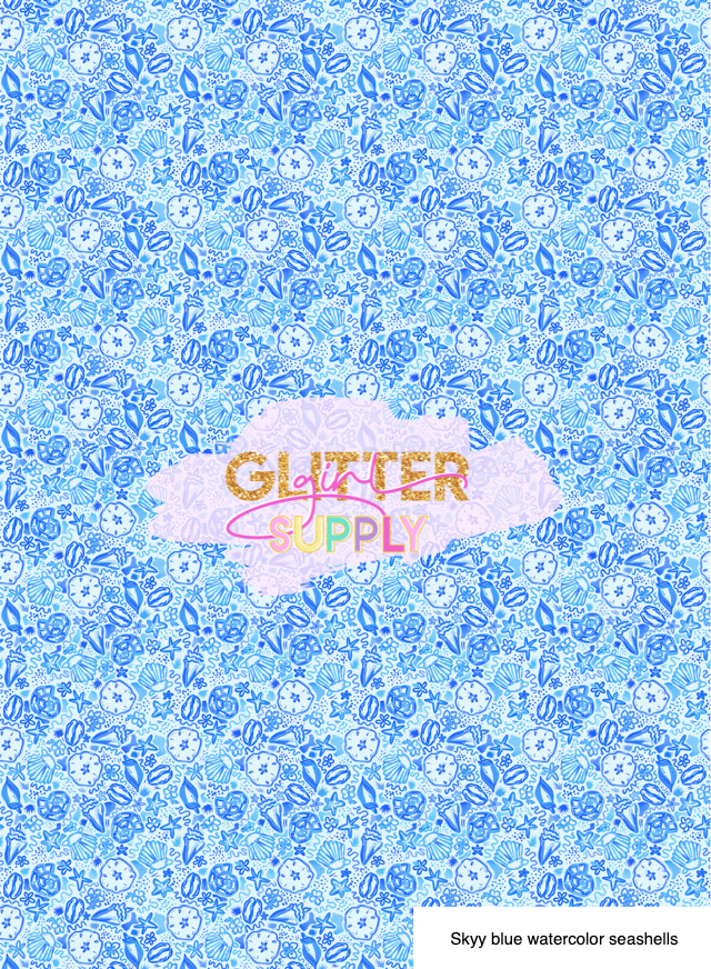 Skyy blue watercolor seashells