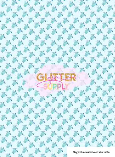 Skyy blue watercolor sea turtle