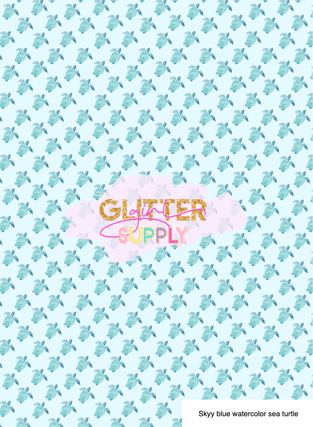 Skyy blue watercolor sea turtle