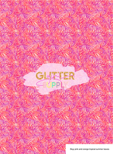 Skyy pink and orange tropical summer leaves