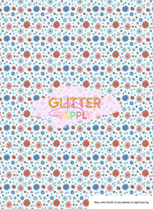 Skyy retro fourth of july daisies on light blue bg