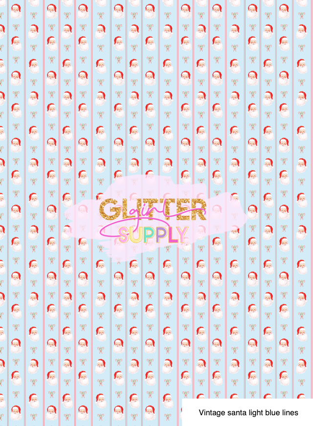 Vintage santa light blue lines