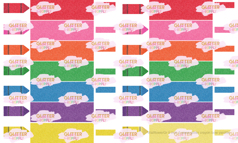 WallflowerGr 5 inch 3 piece glitter crayon bow yardfile