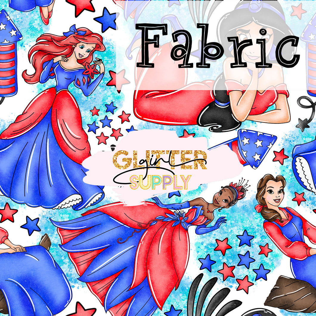 Fabric 4th of July Princesses blue 1