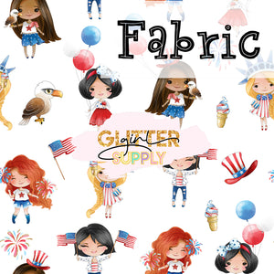 Fabric 4th of July Princesses white