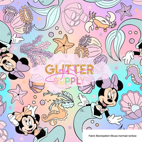 Fabric Bloompattern Mouse mermaid rainbow