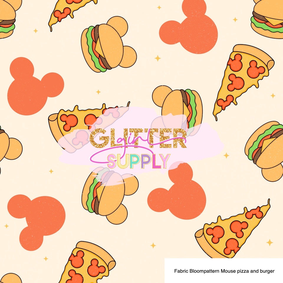 Fabric Bloompattern Mouse pizza and burger