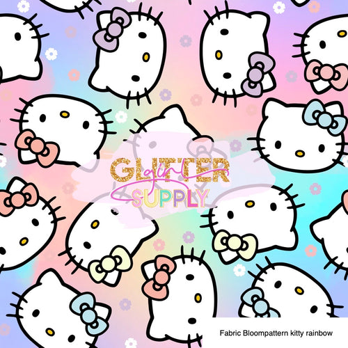 Fabric Bloompattern kitty rainbow