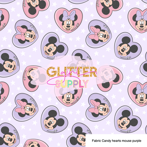 Fabric Candy hearts mouse purple