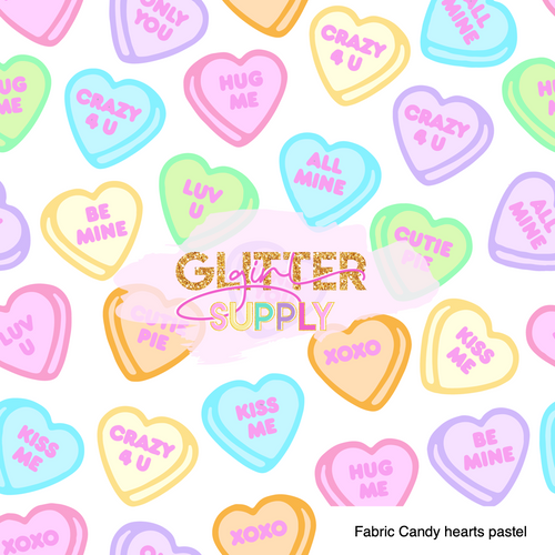 Fabric Candy hearts pastel