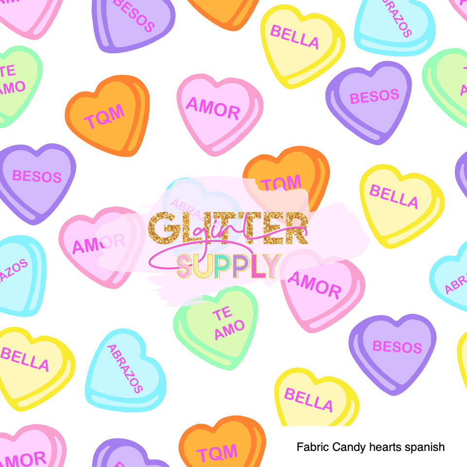 Fabric Candy hearts spanish