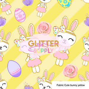 Fabric Cute bunny yellow