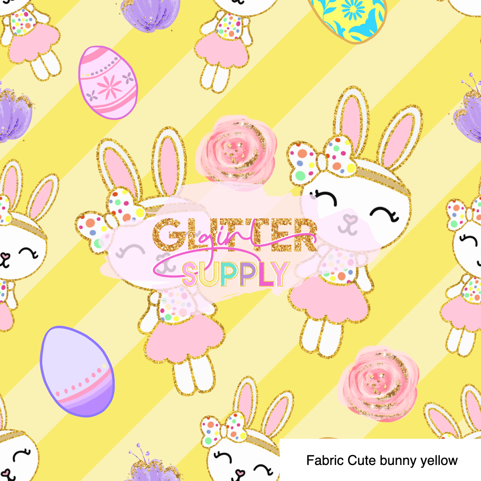 Fabric Cute bunny yellow