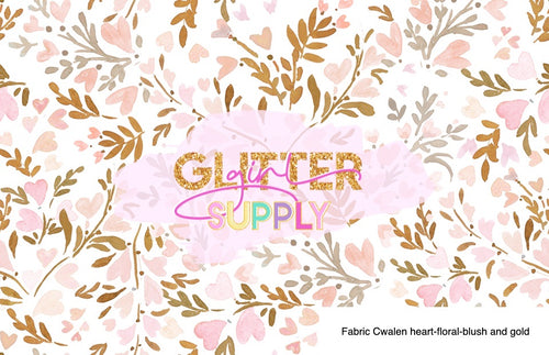 Fabric Cwalen heart-floral-blush and gold