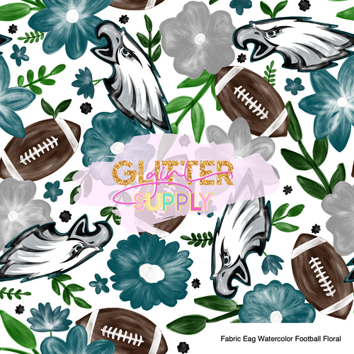 Fabric Eag Watercolor Football Floral