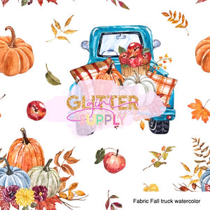 Fabric Fall truck watercolor