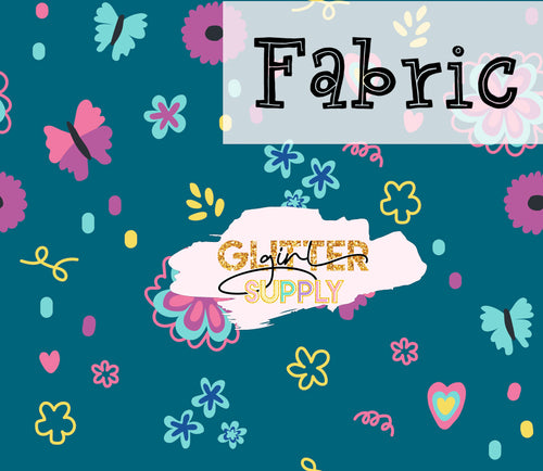 Fabric Heycute Charming teal floral