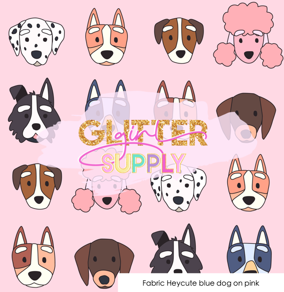 Fabric Blue dog on colorful – Glitter Girl Supply