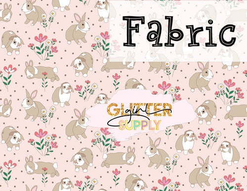 Fabric Heycute bunny floral pink