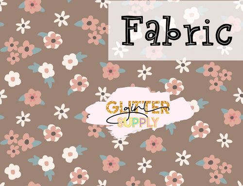 Fabric Heycute pink mini floral brown