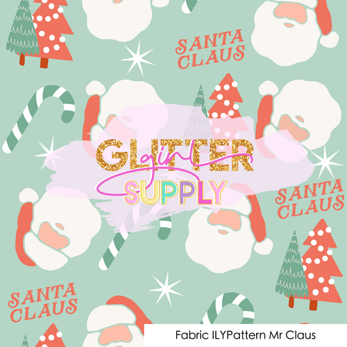 Fabric ILYPattern Mr Claus