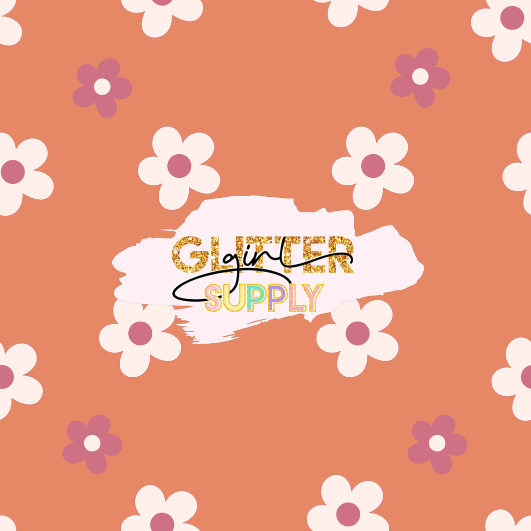 Fabric ILYPattern orange flowers