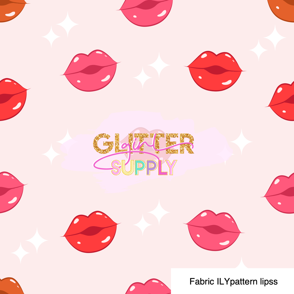 Fabric ILYpattern lipss