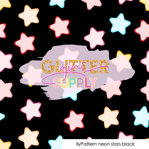 Fabric IlyPattern neon stars black