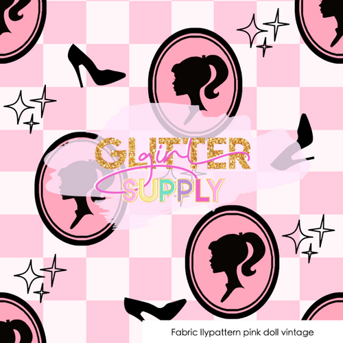 Fabric Ilypattern pink doll vintage