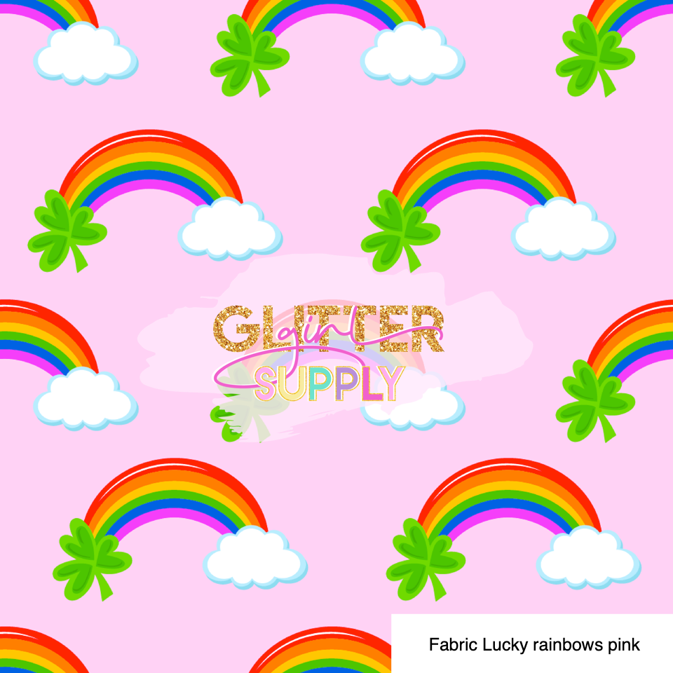 Fabric Lucky rainbows pink