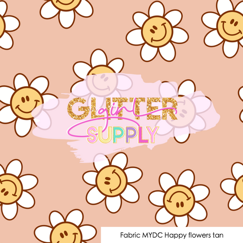 Fabric MYDC Happy flowers tan