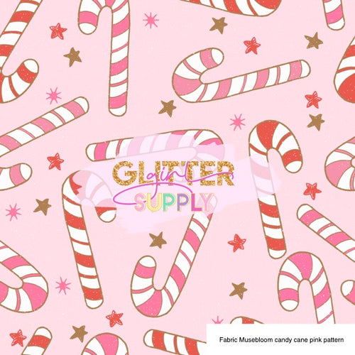 Fabric Musebloom candy cane pink pattern