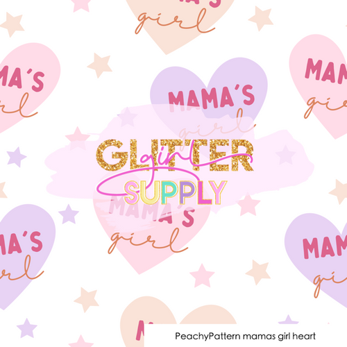 Fabric PeachyPattern mamas girl heart