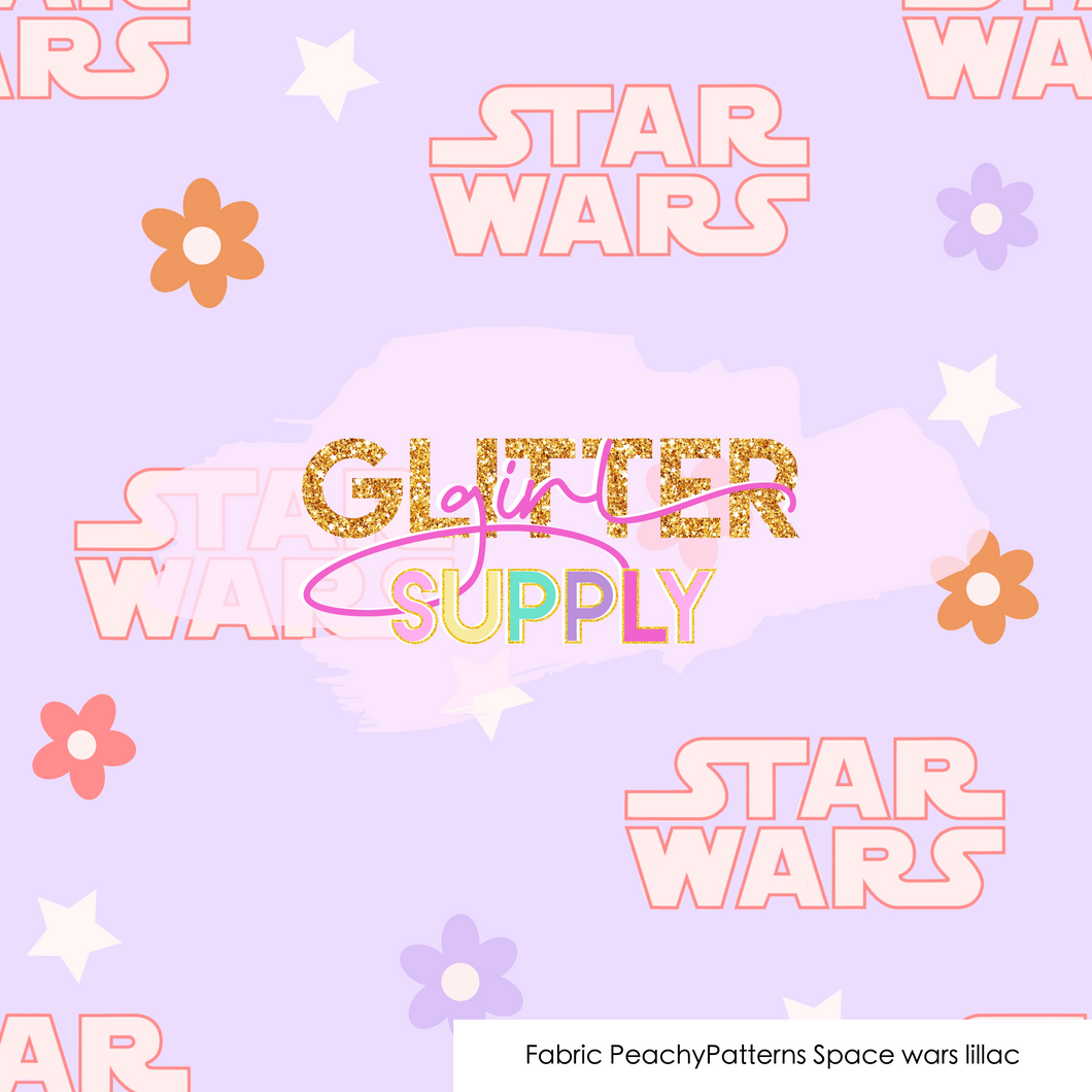 Fabric PeachyPatterns Space wars lillac